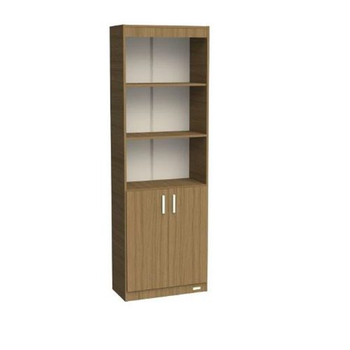 Biblioteca de 0.60 mts Con Estantes y Puerta Linea Dakar Melamina Avellana Mosconi